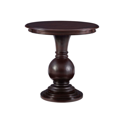 Linon Amalie Round Wood Accent Table in Espresso Brown