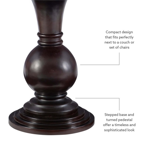 Linon Amalie Round Wood Accent Table in Espresso Brown