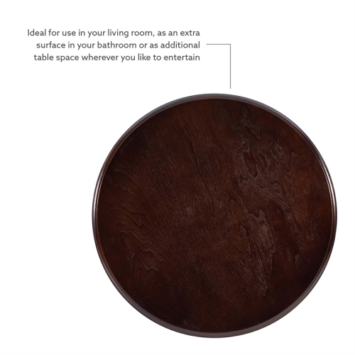 Linon Amalie Round Wood Accent Table in Espresso Brown