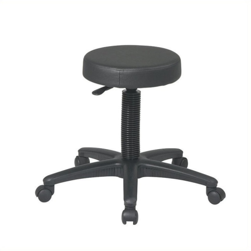 Pneumatic Black Drafting Backless Vinyl Stool with Dual Wheel Casters