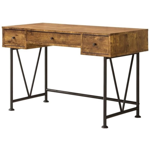 Coaster Glavan 3 Drawer Writing Desk in Antique Nutmeg and Black