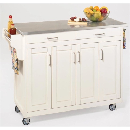 Homestyles Create-a-Cart Wood Kitchen Cart in Off-White