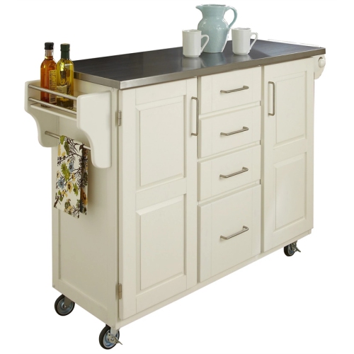 Homestyles Create-a-Cart Wood Kitchen Cart in Off-White