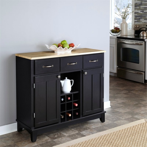 Homestyles Wood Top Large Buffet in Black
