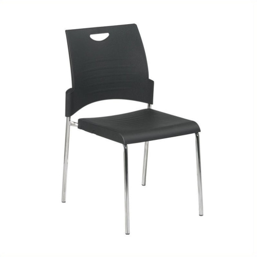 OFFICE STAR Straight Leg Stacking Plastic Chair In Black Set Of 2