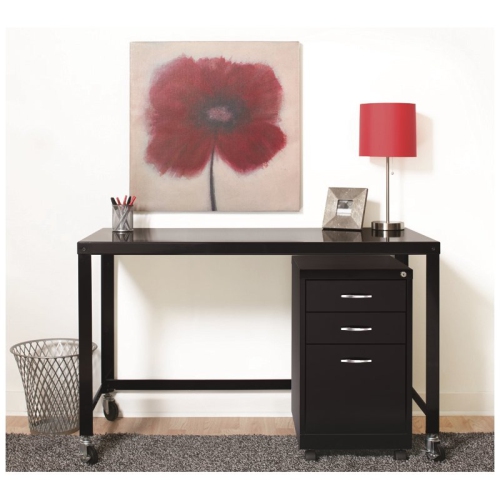 Hirsh Ready-to-assemble 48-inch Wide Mobile Metal Desk Black