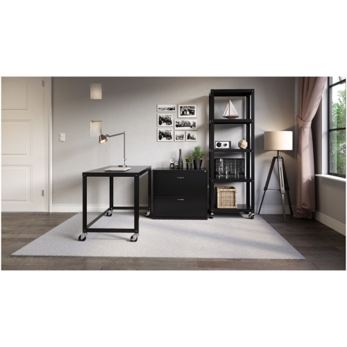 Hirsh Ready-to-assemble 48-inch Wide Mobile Metal Desk Black