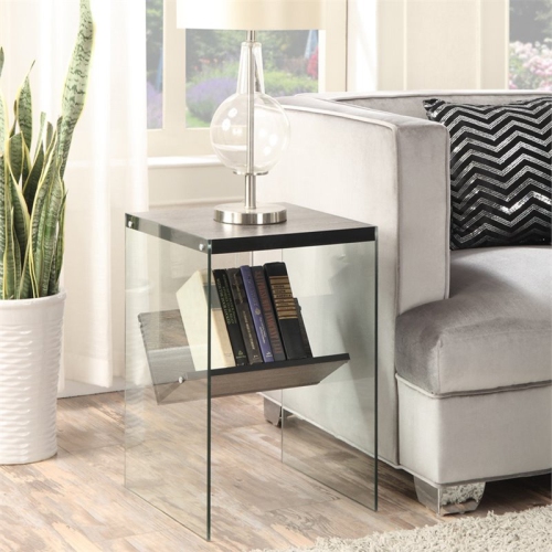 Convenience Concepts Soho End Table in Weathered Gray Wood Finish