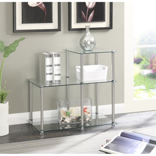 Convenience Concepts Designs2Go Three-Tier Clear Glass End Table