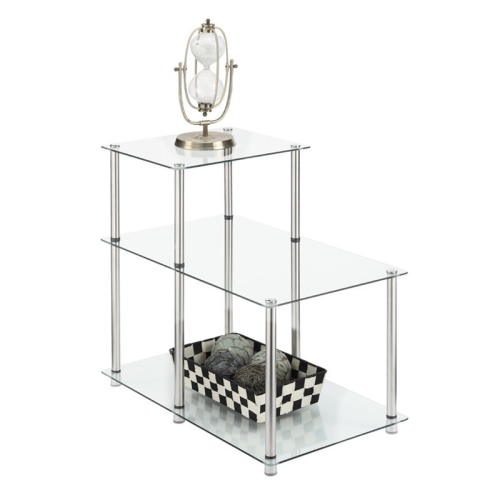 Convenience Concepts Designs2Go Three-Tier Clear Glass End Table