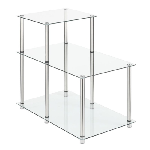 Convenience Concepts Designs2Go Three-Tier Clear Glass End Table