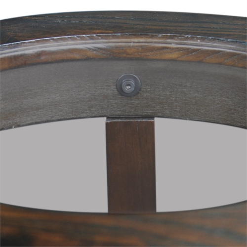 Leick Furniture Solid Wood Round Glass Top End Table in Chocolate Oak