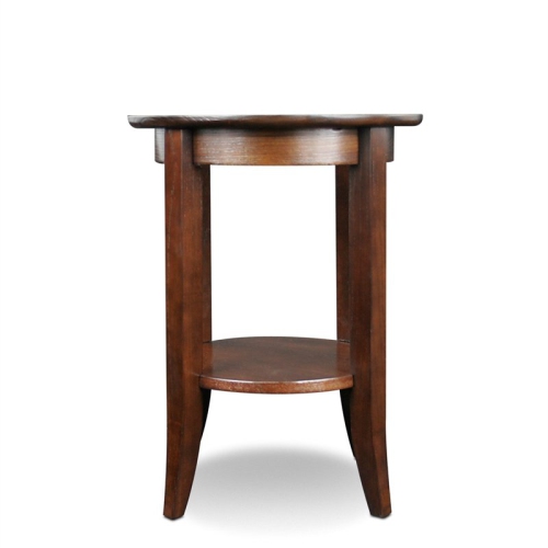 Leick Furniture Solid Wood Round Glass Top End Table in Chocolate Oak