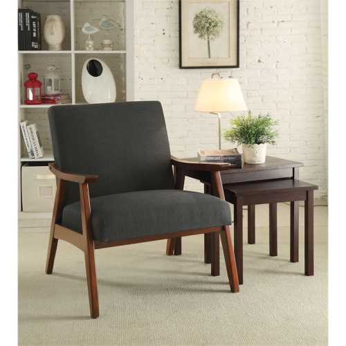 Davis Chair in Klein Charcoal Gray Fabric with Medium Espresso frame