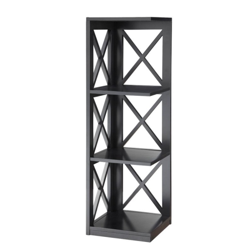 Convenience Concepts Oxford 3 Shelf Corner Bookcase in Black Wood Finish