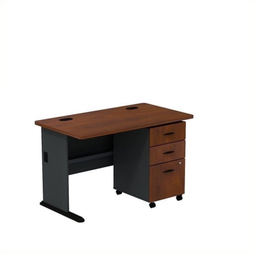 BBF  Series A 48W Desk With Drawers In Hansen Cherry And Galaxy - Engineered Wood