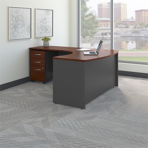 Bush Business Furniture Series C 60" Left 3 Drawer L Desk in Hansen Cherry