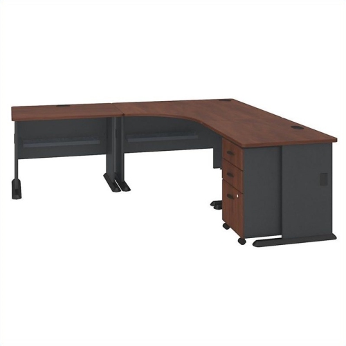 Series A 84W x 84D Corner Desk with Mobile File Cabinet in Cherry