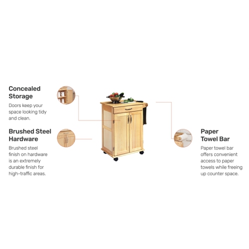 Homestyles General Line Wood Rolling Kitchen Cart in Brown