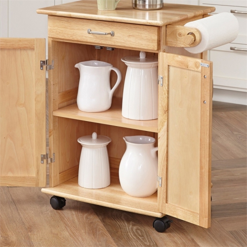 Homestyles General Line Wood Rolling Kitchen Cart in Brown