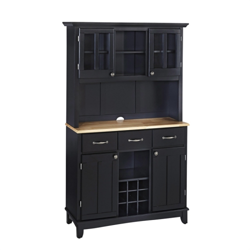 Homestyles Buffet of Buffets Wood Buffet with Hutch in Black