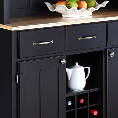 Homestyles Buffet of Buffets Wood Buffet with Hutch in Black