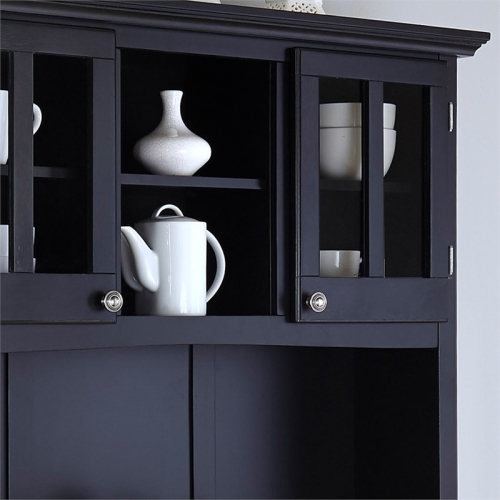 Homestyles Buffet of Buffets Wood Buffet with Hutch in Black