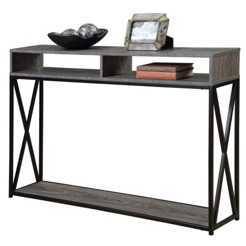 Convenience Concepts Tucson Deluxe Two-Tier Console Table in Gray Wood Finish