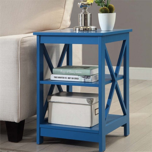 Convenience Concepts Oxford Square End Table in Blue Wood Finish