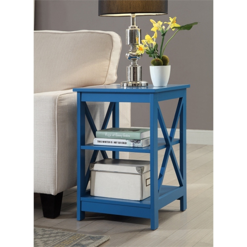 Convenience Concepts Oxford Square End Table in Blue Wood Finish