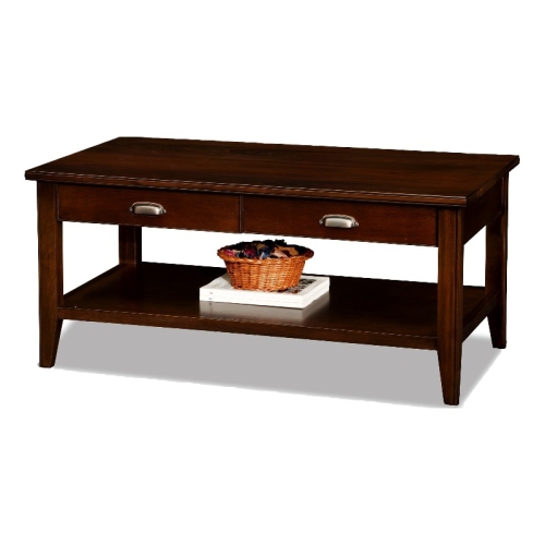 Leick Laurent Two Drawer Solid Wood Coffee Table in Chocolate Cherry
