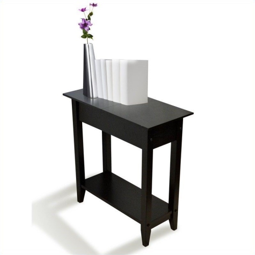 Convenience Concepts American Heritage Flip Top End Table in Black Wood Finish