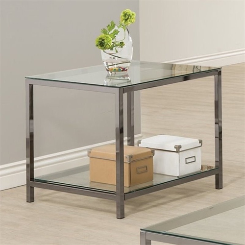 coaster glass top end table in black