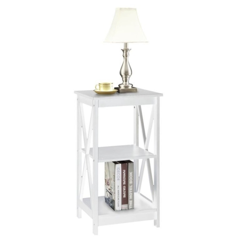 Convenience Concepts Oxford Square End Table in White Wood Finish