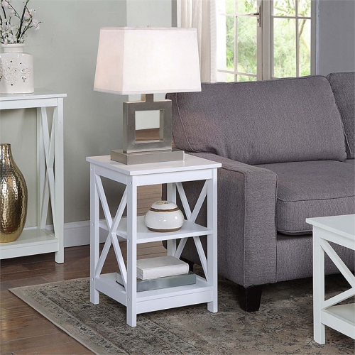 Convenience Concepts Oxford Square End Table in White Wood Finish
