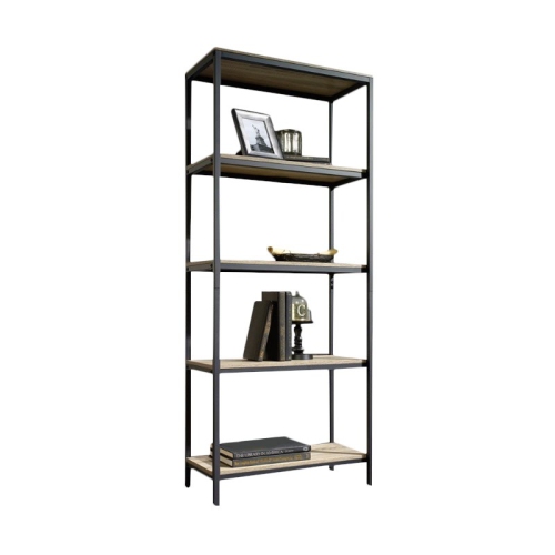 Sauder North Avenue Engineered Wood/Metal 4-Shelf Bookcase in Charter Oak