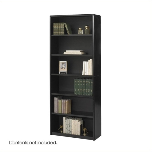 SAFCO  Valuemate 6 Shelf Wood Economy Steel Bookcase In Black