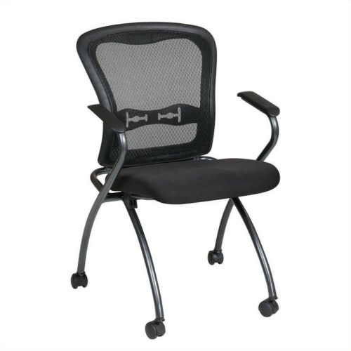 OFFICE STAR  Set Of 2 Deluxe Folding Chair With Arms In Coal Fabric In Black