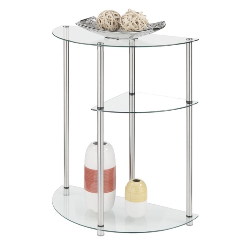 Convenience Concepts Designs2Go Three-Tier Clear Glass Display Accent Table