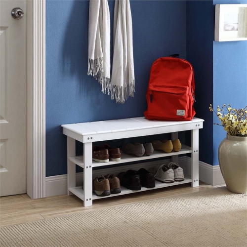 CONVENIENCE CONCEPTS  Oxford Utility Mudroom Entryway Bench In White Wood Finish