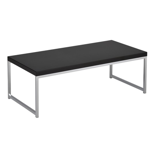 OFFICE STAR  Wall Street Coffee Table Wood Veneer Top With Chrome Steel Base In Black