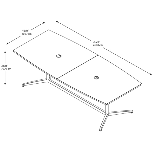 Bush Business Furniture Boat Shaped Conference Table with Metal Base in Cherry