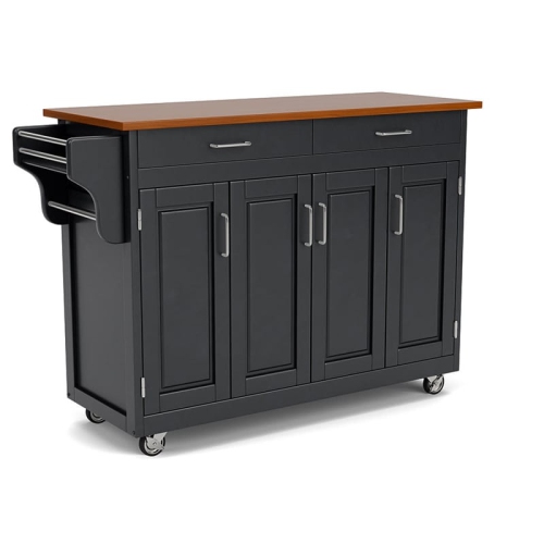 Homestyles Create-a-Cart Wood Rolling Kitchen Cart in Black