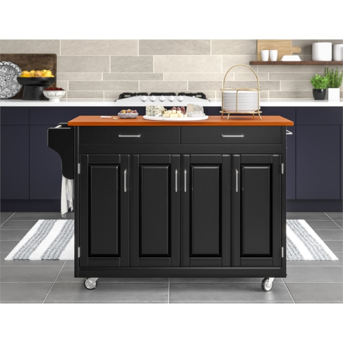 Homestyles Create-a-Cart Wood Rolling Kitchen Cart in Black
