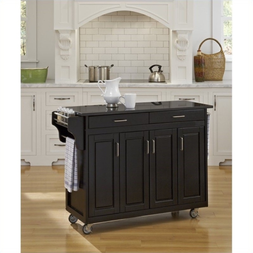 Homestyles Create-a-Cart Wood Rolling Kitchen Cart in Black