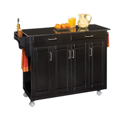 Homestyles Create-a-Cart Wood Rolling Kitchen Cart in Black
