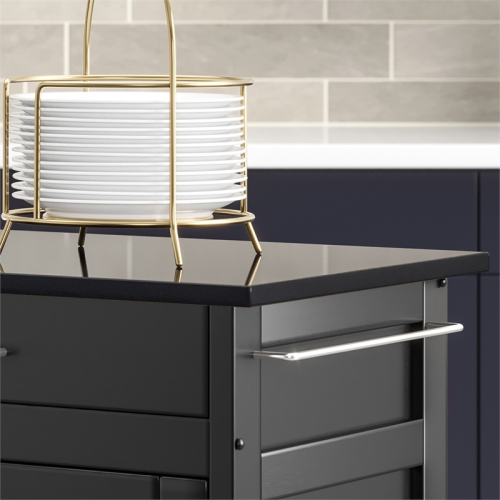 Homestyles Create-a-Cart Wood Rolling Kitchen Cart in Black