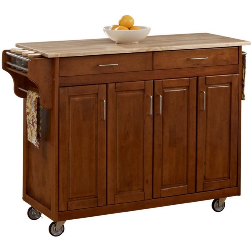 Homestyles Create-a-Cart Wood Rolling Kitchen Cart in Brown