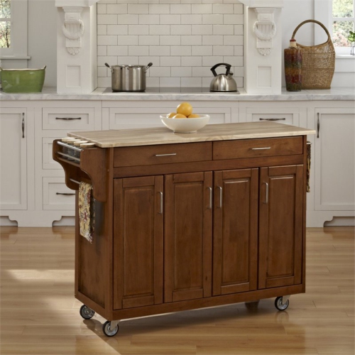 Homestyles Create-a-Cart Wood Rolling Kitchen Cart in Brown