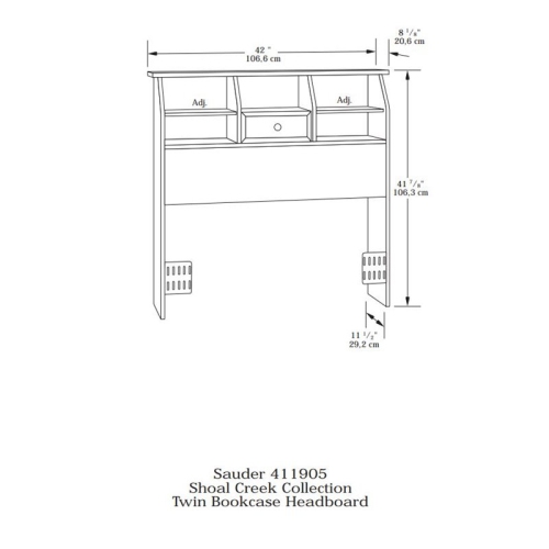 Sauder Shoal Creek Twin Bookcase Headboard in White